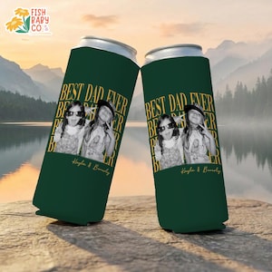 Custom Dad Vintage Photo Can Cooler, Baby Face Photo Sleeve Holder, First Fathers Day Gift For Husband, New Dad Gift image 4
