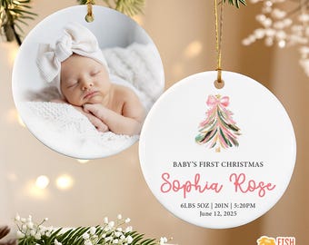 Personalized Baby's First Christmas Ornament: Photo Ceramic Newborn Gift
