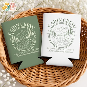 Custom Camp Bachelorette Party Can Coolers, Cabin Crew Bachelorette Drink Holder, Camping Theme Bridal Party Favors, Girls Weekend Trip Gift