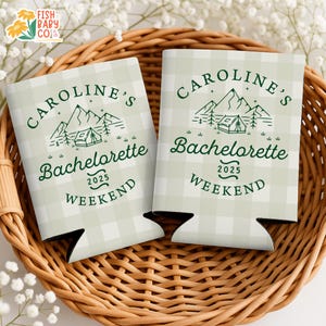 Camp Bachelorette Party Can Coolers, Bachelorette Can Holder, Camping Bridal Party Gifts, Bach Party Decors, Wedding Party Favors
