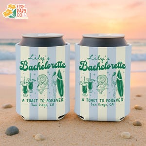 Custom Beach Bachelorette Can Coolers, A Toast To Forever Bachelorette Party Gifts, Coastal Bachelorette Can Holder, Bridal Shower Favors