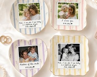Personalized Photo Mother of The Bride Jewelry Dish, Custom Jewelry Tray for Mom, Wedding Mom Gift From Daughter