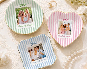 Custom Maid of Honor Photo Jewelry Dish, Matron of Honor Trinket Tray, Maid Of Honor Gift, MOH Wedding Gift For Sisters