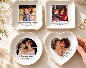 Custom Mother Of The Bride Jewelry Dish, Custom Photo Mom Ring Dish, Ceramic Trinket Tray for Mother of The Groom, Wedding Gift For Mom