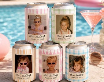 Custom Bachelorette Party Can Cooler, Personalized Photo Bach Club Drink Sleeves, Bridal Party Can Holder, Custom Drink Holder