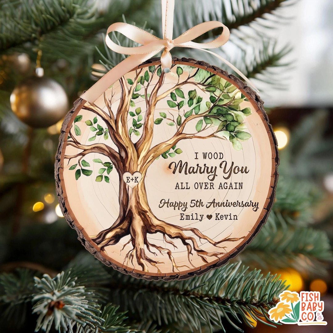 Personalized 5th Anniversary Wooden Ornament: Wood Anniversary Gift for ...