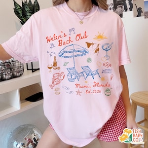 Custom Beach Doodle Bachelorette Shirt, Miami Bachelorette Party TShirt, Last Toast On The Coast Tee image 2