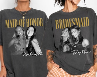 Personalized Bridesmaid Shirt, Custom Photo Maid of Honor Shirt, Bridal Shower Gift, MOH Bachelorette Shirt, Bridesmaid Proposal Gift