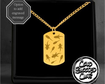 Kaulquappe Gravierte Anhänger Halskette - Benutzerdefinierte personalisierte Nachrichtenoption - Edelstahl poliert oder 18k vergoldet