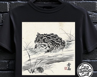 Unisex Pacman Frog T-Shirt | Japanese Ink Art Amphibian Tee | Perfect Gift for Frog Lovers