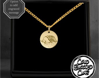Rubber Ducky Isopod Engraved Coin Necklace -Custom Personalised Message Option - Stainless Steel Polished Or 18k Gold Plated