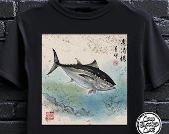 Thunfisch Kunst T-Shirt | Einzigartiges Ukiyo-e Fischer-Hemd | Geschenk für Meeresliebhaber