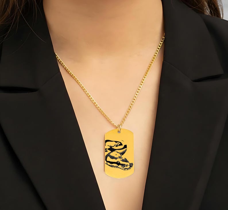 Royal Python Halskette - Ball Python Schmuck - Edelstahl 18k Vergoldete Mittlere Kette Bild 2