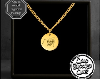 Ameise Halskette mit Gravur - Option für personalisierte Nachricht - Edelstahl poliert oder 18k vergoldet