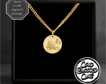 Halskette mit Orchideen-Anbeterin - Individuell angefertigte Nachricht Option - Edelstahl poliert oder 18k vergoldet