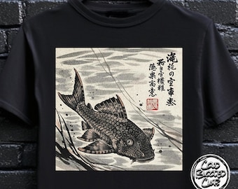 Pleco Fish T-shirt - Unisex japansk konst-T-shirt - Unik asiatisk grafisk T-shirt - Streetwear-gåva