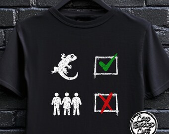 Lustiges Gecko Liebhaber T-Shirt - Reptil Ja, Menschen Nein - Herpetologie Humor Tee für Introvertierte und Antisoziale