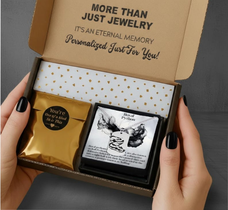 Royal Python Halskette - Ball Python Schmuck - Edelstahl 18k Vergoldete Mittlere Kette Bild 7