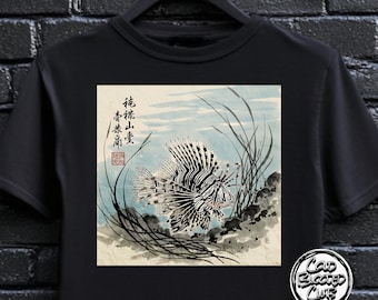 Japansk drakfisk-T-shirt - Unisex havskonst-T-shirt, Ukiyo-e-stil - Perfekt present till fiskälskare