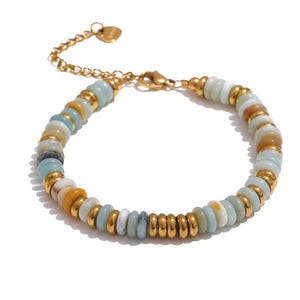 Colorful Beaded Bracelet for Women – Gold Accents | Rainbow Resin Beads | Adjustable Handmade Gift – Boho Trendy Jewelry Stackable