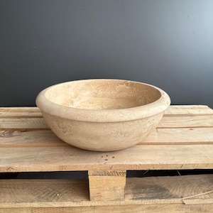 Handmade Travertine Countertop Sink, Rustic Round Farmhouse Bathroom Vanity, Natural Stone