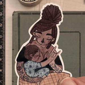 Black Mom And Baby Snuggles - Breastfeeding art - Doula - Lactation