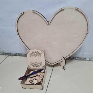 Herz Hochzeitsgästebuch Rahmen Dekoration Geburtstag Liebe Jubiläum Einzigartig Drop Box Holz Acryl Schneidedatei (cdr ai dxf pdf)