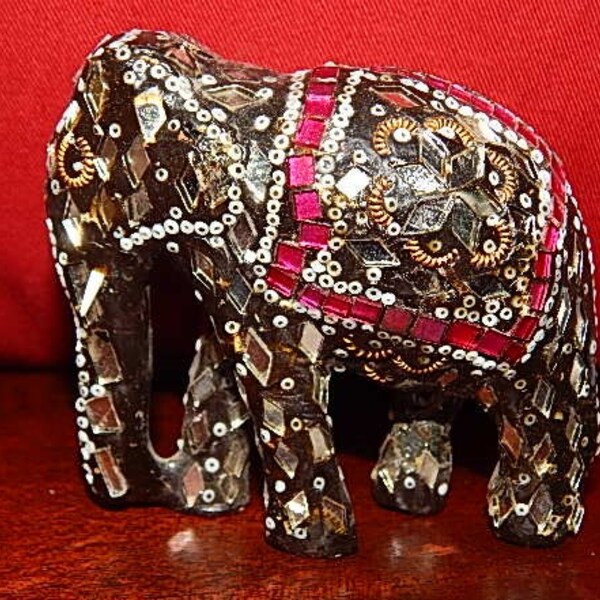 Mirror Mosaic Asian Beaded Elephant