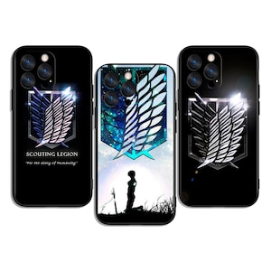 May include: Three black phone cases with the Scouting Legion emblem, a stylized wing design in silver and blue. One case has the text "SCOUTING LEGION" and "For the Glory of Humanity."