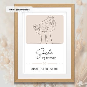 Cartaz de nascimento personalizado – Nome do bebê + detalhes (data, peso, altura, hora) – Cartaz digital para impressão – Design limpo