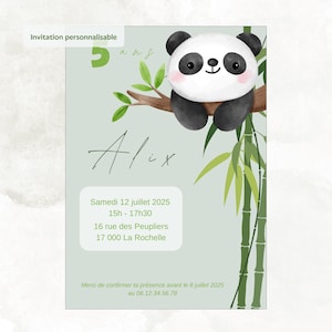 Invitation anniversaire panda personnalisée - Carte digitale enfant à imprimer - Fichier PDF