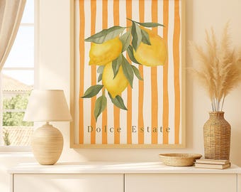 Lemon Poster – Chic Mediterranean Summer Poster, Wall Decoration for Kitchen or Living Room, A3 A4 & Digital File Vintage Italian Style