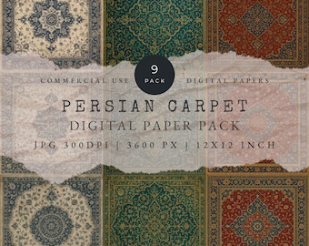 Digitalt papper för persisk matta (12x12, JPEG) (digital nedladdning)