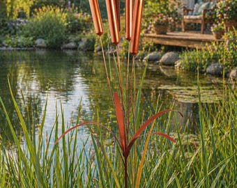 Estaca de jardín de cobre personalizada con forma de espadaña, decoración exterior – Escultura de junco de metal, arte moderno para el jardín, adorno de césped inoxidable, regalo decorativo para patio y jardín