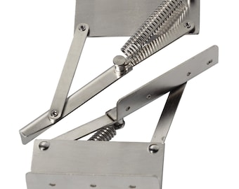 1 par de bisagras de resorte para debajo del gabinete – Soportes plegables de acero inoxidable, soporte oculto para estantes de cocina, organizador de almacenamiento de cuchillos y especiero