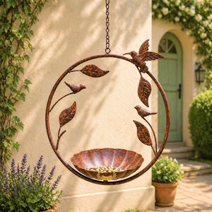Personalized Bird Feeder with Custom Text, Rustic Metal Hanging Bird Feeder, Outdoor Garden Decor, Bird Lover Gift, Unique Yard Art