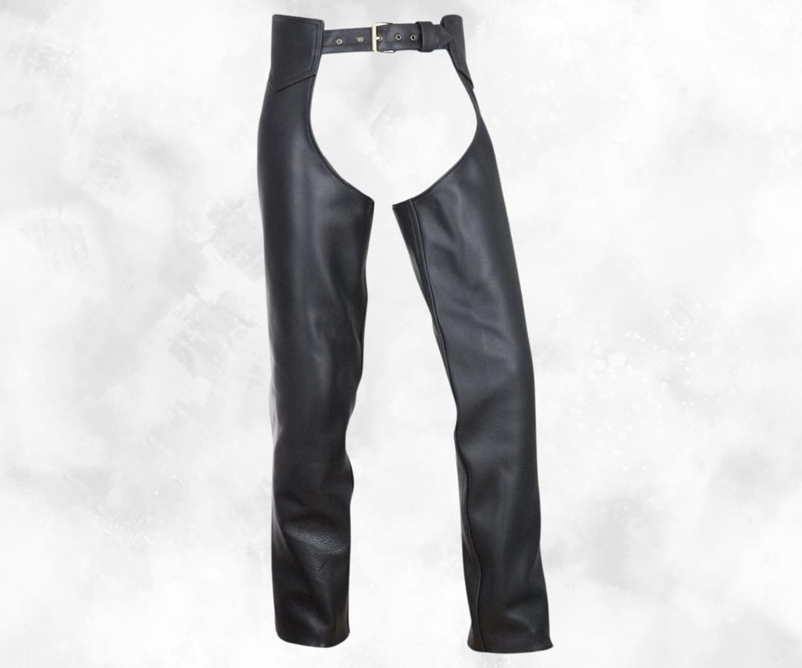 Produktbild von HWK Motorrad-Lederchaps Für Damen Und Herren, Schwarze Motorradchaps Für Straßenausschlagschutz Und Allwetter-Komfort