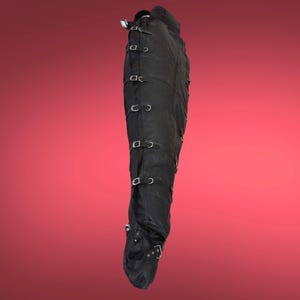 Unisex Top-Grain Black Leather Bondage Sleepsack — Heavy-Duty Restraint Bag with Zippers & D‑Rings
