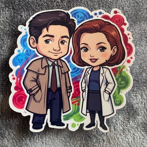 Mulder and Scully, X-Files Sticker - The X-Files Stickers | The X-Files Gifts, Mulder & Scully Stickers, Sci-fi Stickers, Chibi Stickers