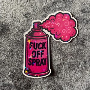 Glittrigt "Fuck Off Spray"-klistermärke: Roligt fräckt dekal