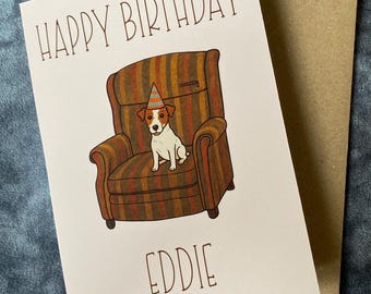 A6 Personalisierte Eddie the Dog Geburtstagskarte: Frasier TV Show Geschenk