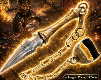 14"Scorpion Kunai With Chain Mortal Kombat Heavy Duty 1:1 Full Metal replica