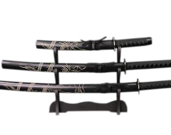 Handmade 1060 Carbon Steel Samurai Sword Set: Katana, Wakizashi, Tanto