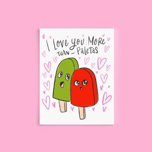Te amo más que paletas (ijslolly's) A2 valentijns wenskaart Verjaardag Liefdeskaart grappige humor Popsicle lover verjaardagskaart plezier spanglish