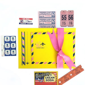 Creative snail mail luxury set Sobres de por avión en color azul con rosa