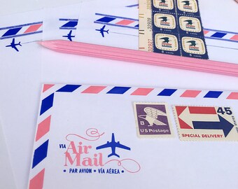 Not your granny's Airmail stationery kit • Most beautiful stationery kit for snail mail lovers, letter writers, Pen Pals, Postcrossers paper