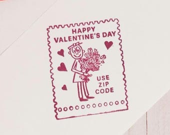 Mr Zip Valentine Postage rubber stamp love vintage retro postman cute snail mail pen pal gift bujo scrapbooking envelope wrapping decor gift