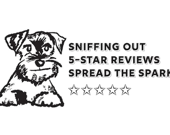Sniffing out good 5 star reviews rubber stamp self promo cute cheeky customer package wrapping paper decor schnauzer dog lover bandana store