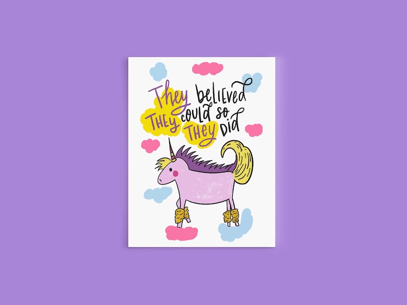 Happy Bir-they Non Binary greeting card Pronouns matter LGBTQ card Beautiful I love you friend You are amazing be strong you are special luv image 2