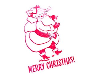 Merry Christmas Santa Claus rubber stamp cute christmas wrapping paper parcel package decor DIY hobonchi planner scrapbook tool holiday gift